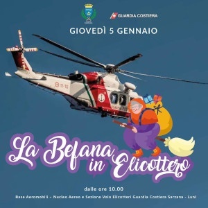 evento befana in elicottero